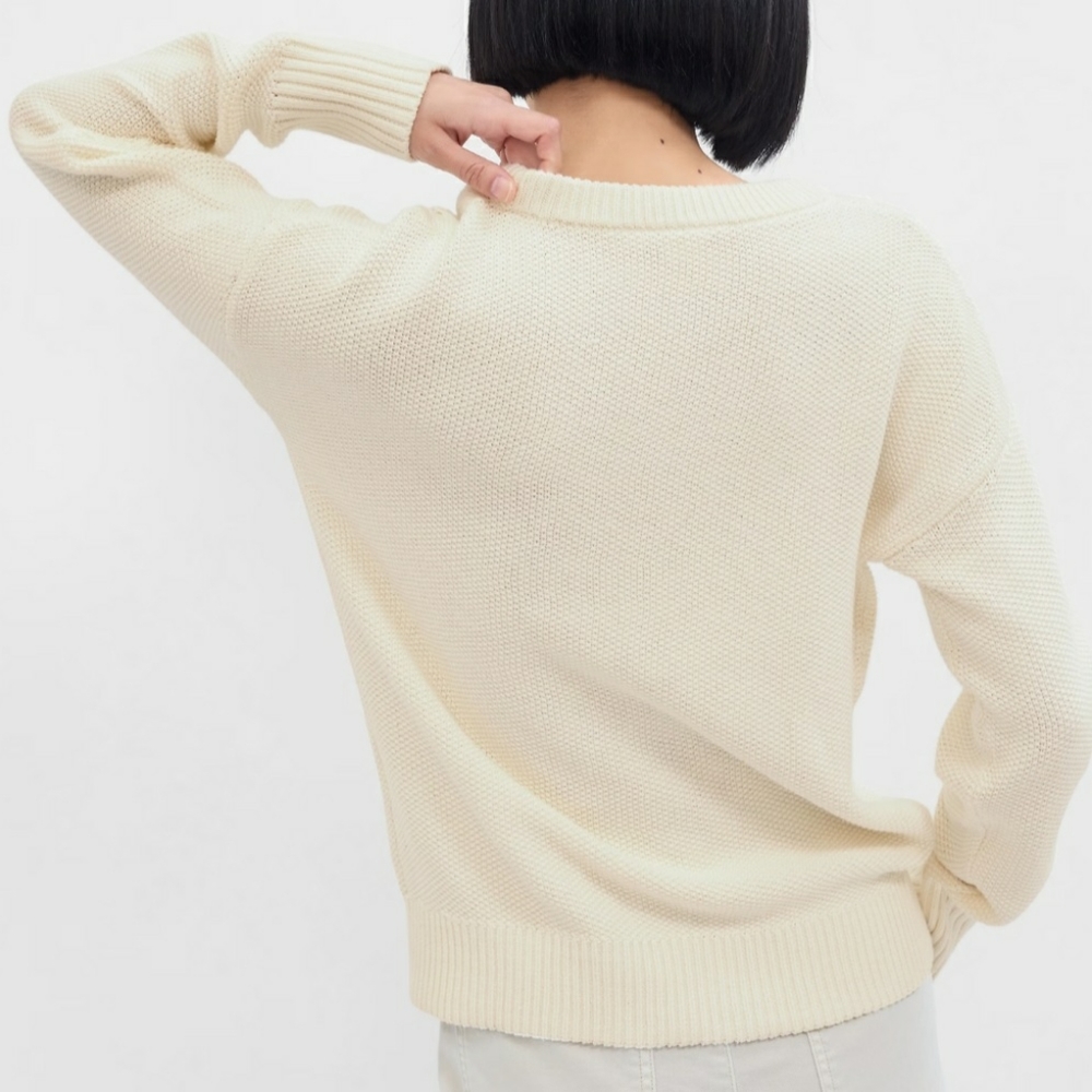 Gap Factory Cable Knit Crewneck Sweater- Ivory Cream Frost - Picture 2 of 6